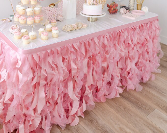 Pink Tulle TUTU Table Skirt Cover Birthday Wedding Festive Party Table Cloth Dec