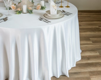 Lamour Satin Tablecloths for Round or Rectangle Table.Floorlength Tablecloth.Satin Table Cloths for Weddings,Party Table Cover,Luxury Events