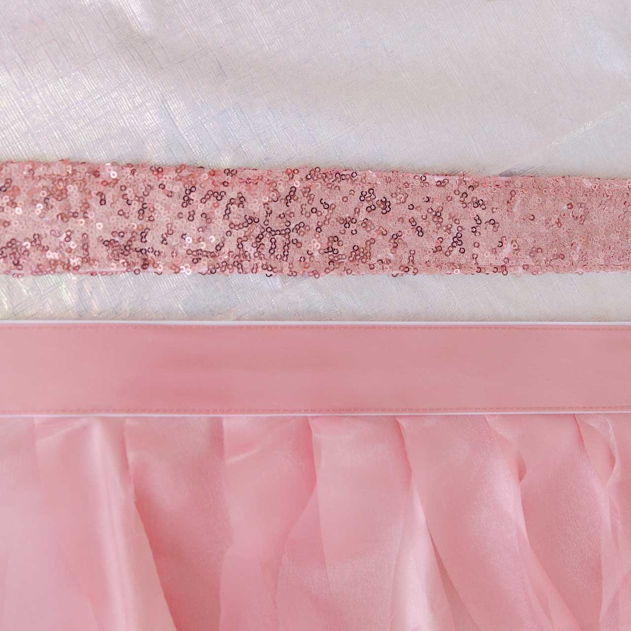 Bluekate Coral Pink Tutu Table Skirt. 6ft Table Skirt with Double Layer Organza Willows. Princess Party Decorations, Quinceanera, 1st Baby Girl