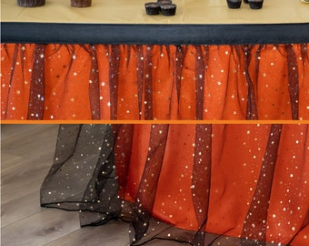 Lot De 2 Rouleaux De Tulle Halloween Noir Et Orange - 15 Cm X 22 M, Pour Décoration, Déguisement, Créations Manuelles - 8