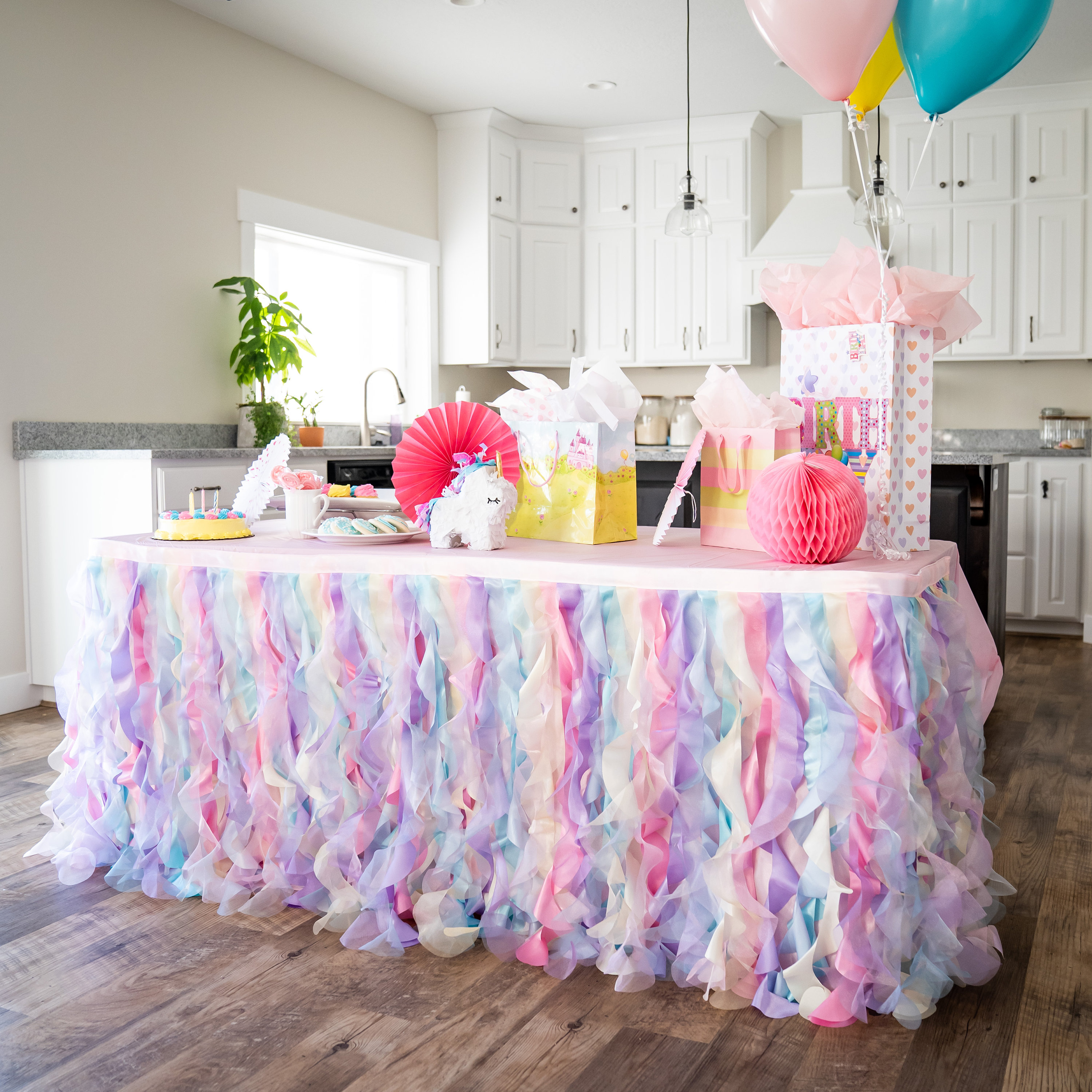 rainbow skirt table