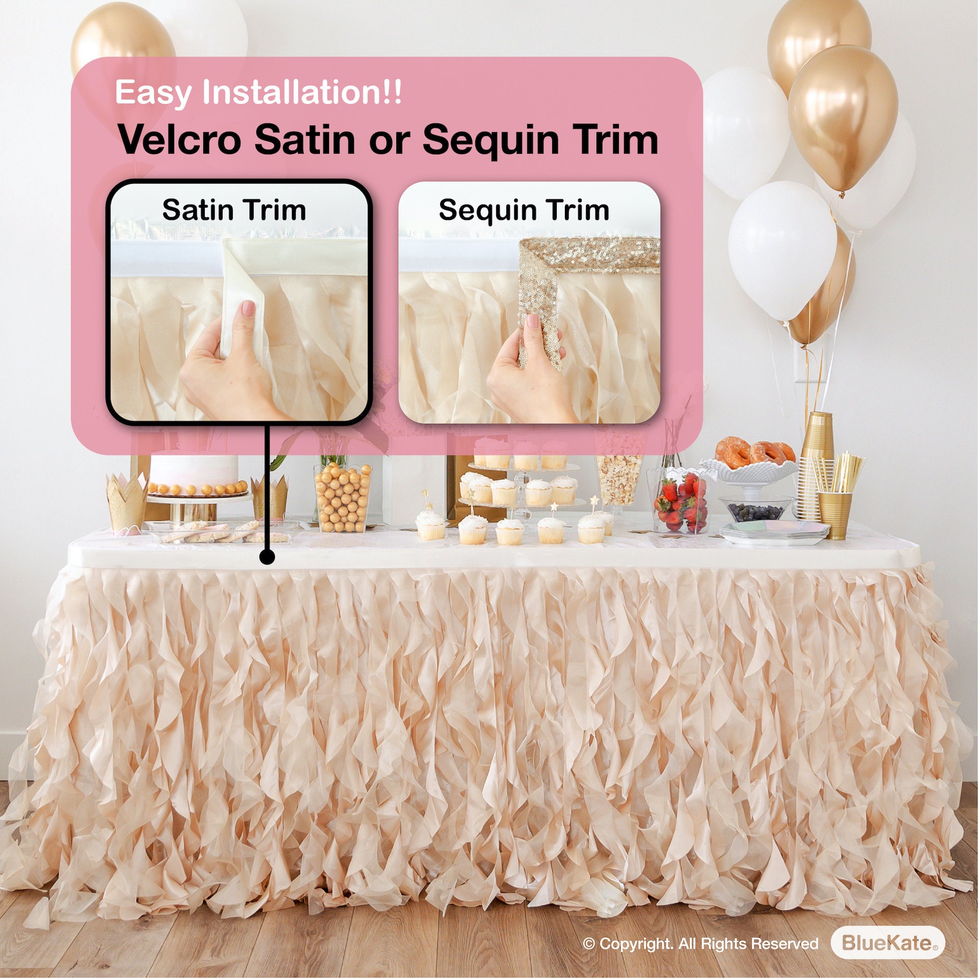 Champagne Gold Table Skirt With Double Layer Organza Two Etsy