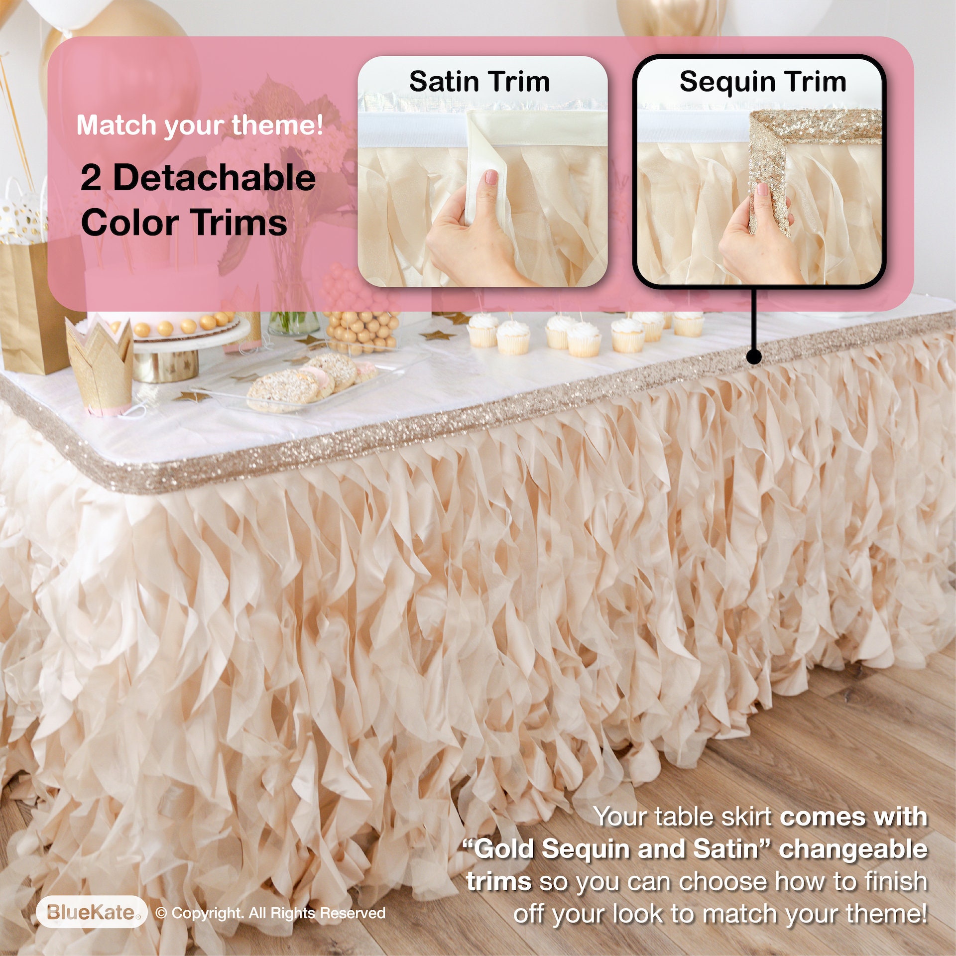 Champagne Gold Table Skirt With Double Layer Organza Two Etsy