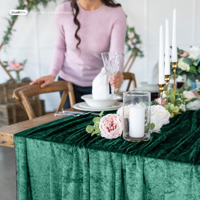 10 Yard Emerald Green Velvet Fabric Table Runner Velvet Etsy