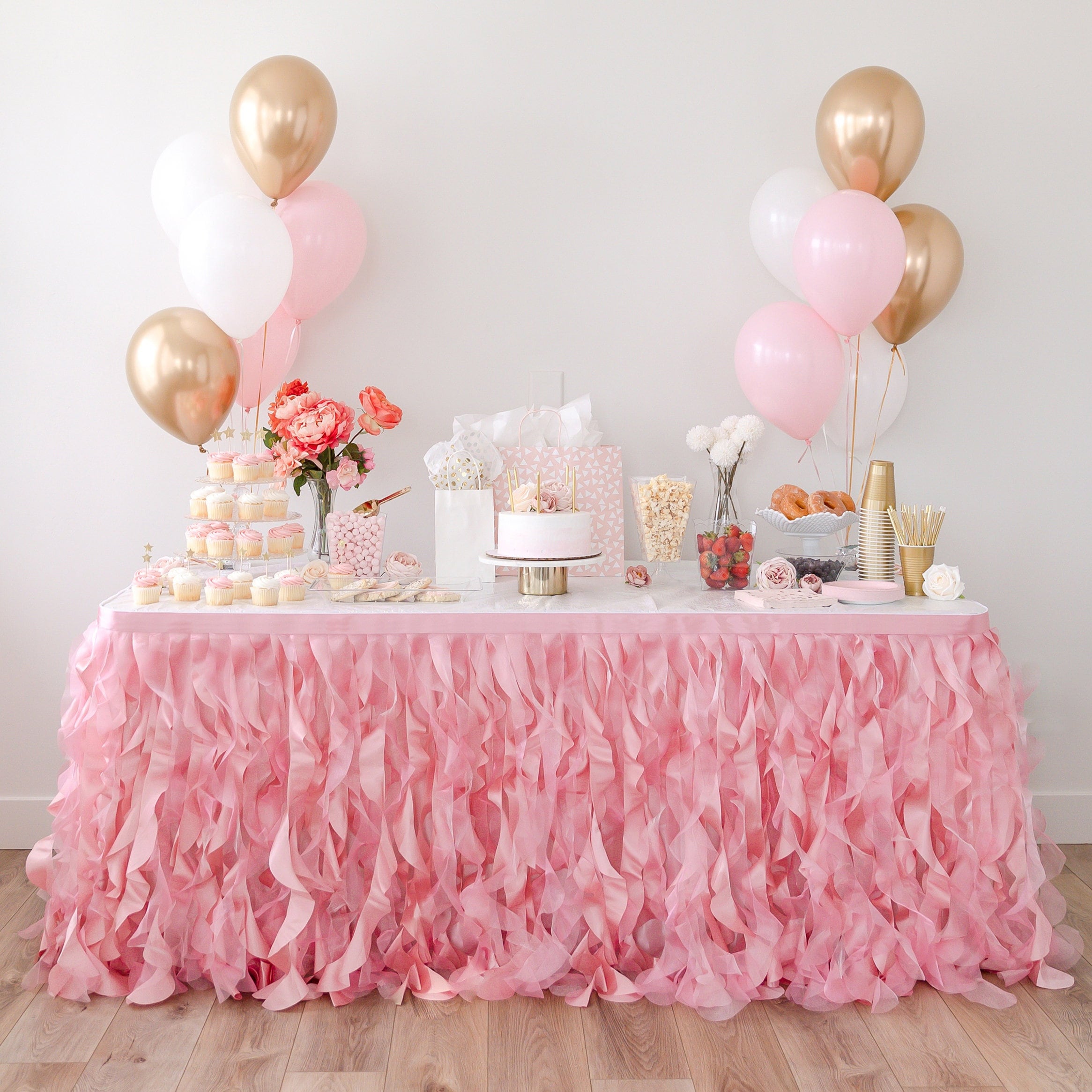 Tablecloth Pink Tulle Skirt Table Blush, Floating Chiffon-tulle