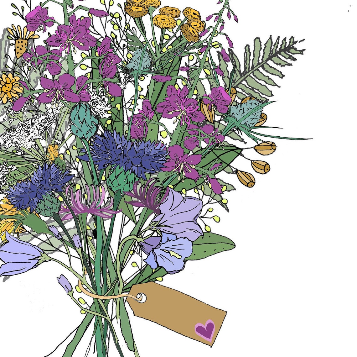Scottish Wildflower Bouquet A4 Fine Art Print Scottish Etsy UK