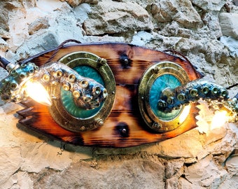 Maritime Tentacle Wall Lamp, Rustic Porthole Sconce, Coastal Inspired Decor Light, Unique Birthday Gift for Nautical Enthusiast