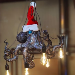 Handcrafted Octopus Chandelier, Statement Kraken Light, Suspended Tentacle Lamps, Maritime Collector's Home Accent Gift.