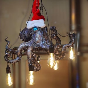 Handcrafted Octopus Chandelier, Statement Kraken Light, Suspended Tentacle Lamps, Maritime Collector&#39;s Home Accent Gift.