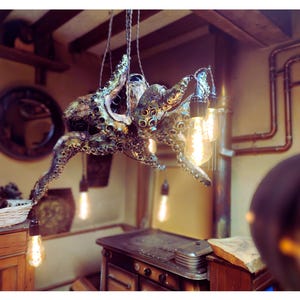 Octopus Kraken Chandelier - Tuscan Art Inspired Steampunk Lighting, Unique Lamp for Home Decor, Perfect Housewarming Gift.