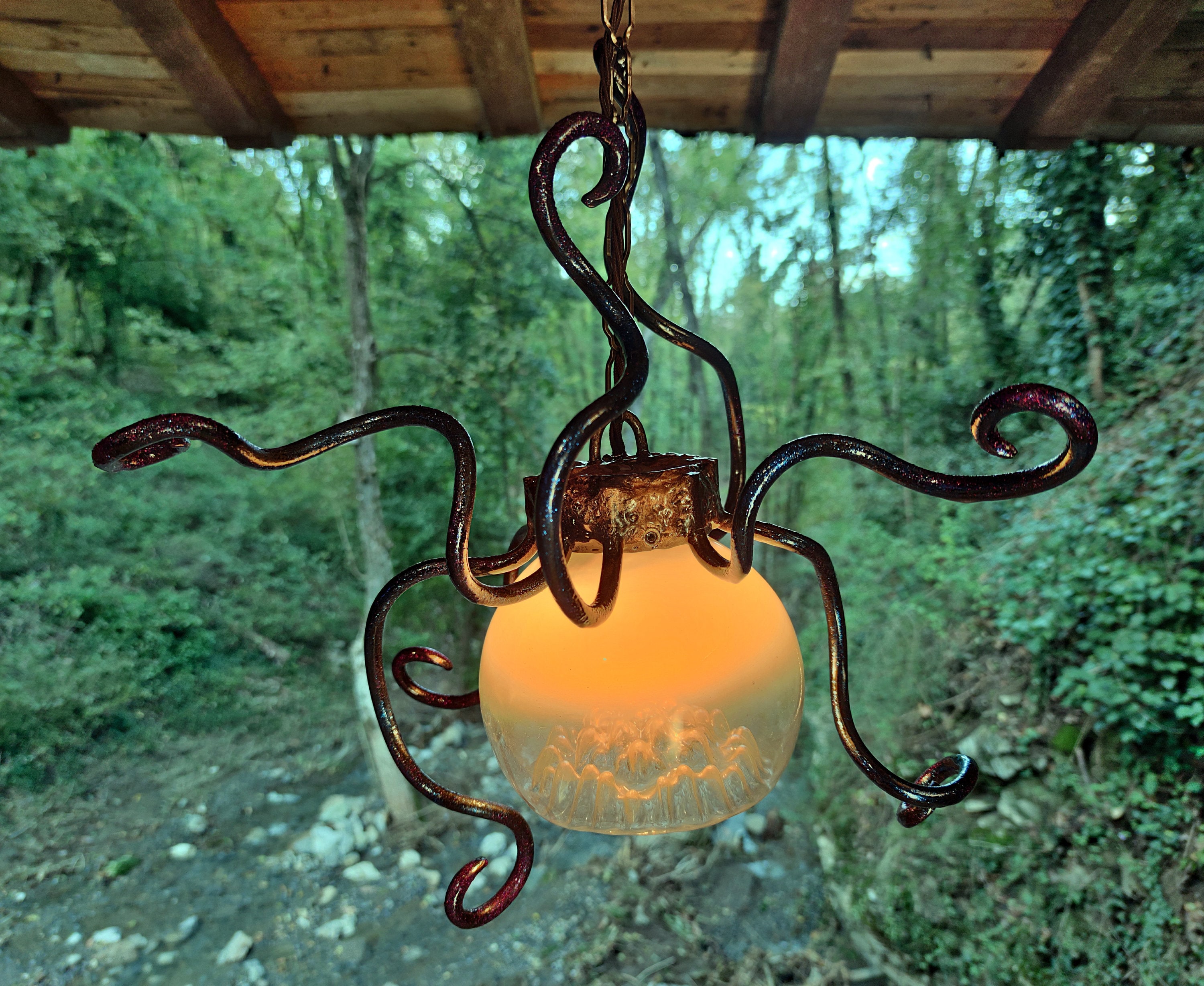 Custom Vintage Glass Fishing Float Chandelier with 9 Floats