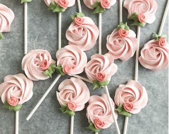 Floral Meringue Lollipops