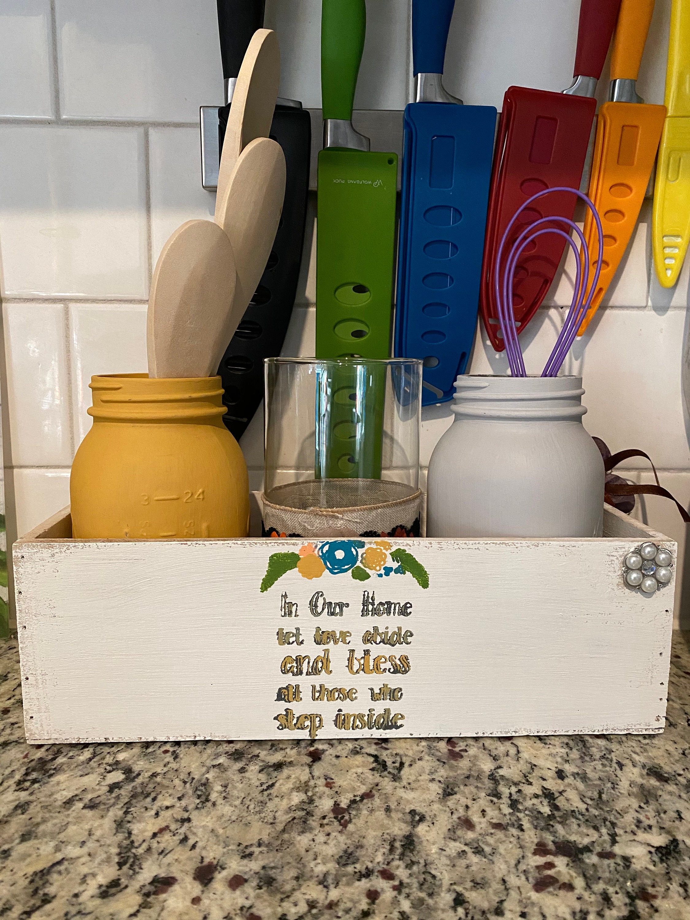 Reversible utensil holder mason jar set Etsy