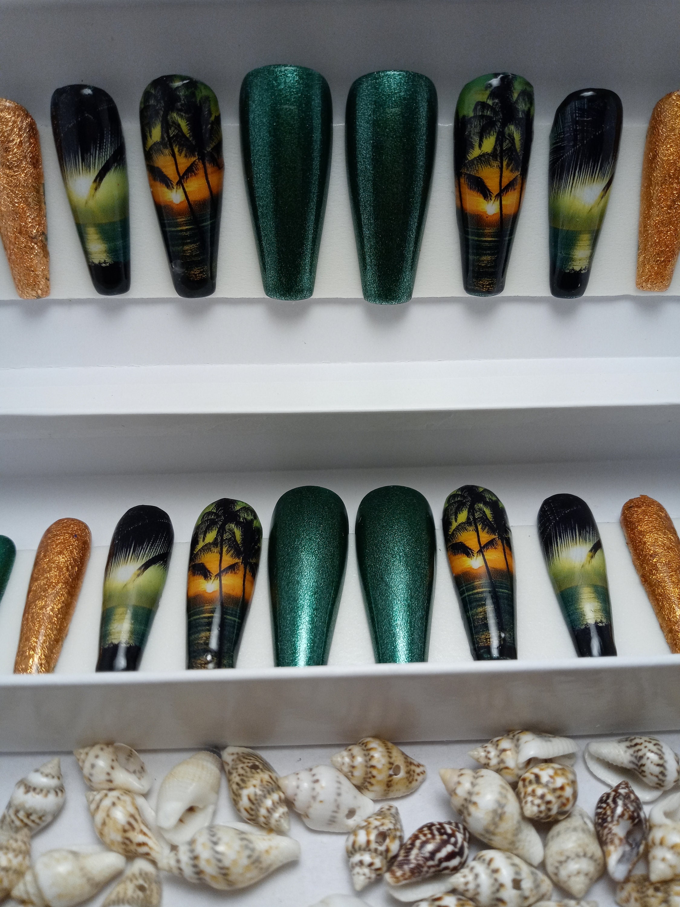 Tropical Island/Nail Sets/ Palm Tree/Summer/20 Nails/Nail Tip/ Etsy