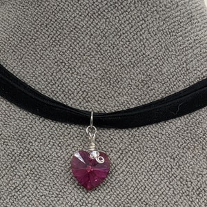 Swarovski Black Velvet Choker with Crystal Heart Pendant Black Fabric with crystal heart pendant choker necklace made  main image 3