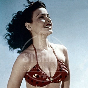 Vintage Red Bikini Babe on the Beach - Reprint from Original Negative