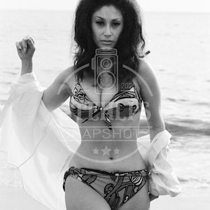 Poupeé Bocar in Vintage Bikini on Beach Risqué Photo - Reprint from Original Negative