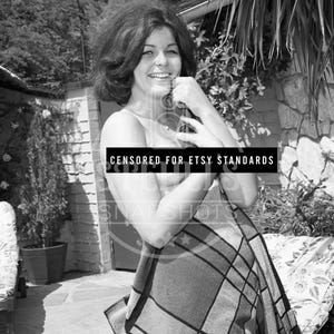 Judy Vaughn in Geometric Towel Risque Photo - Reprint from Original Negative