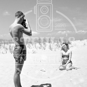 Vintage Bikini Model on the Beach Camera Club Photo - Reprint from Original Negative