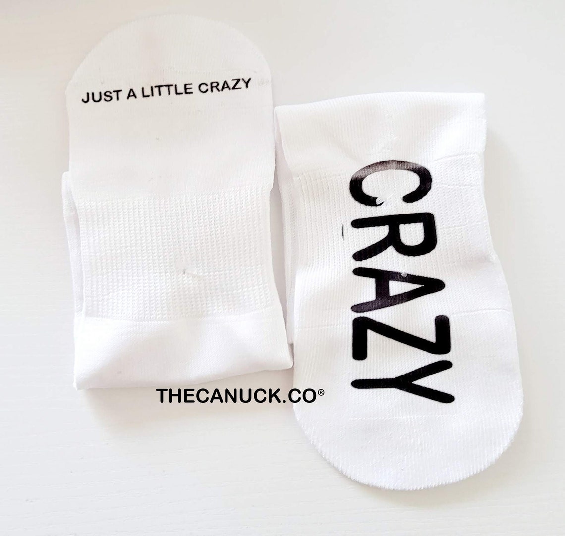 Just A Little Crazy Motivational Socks Novelty Word Socks with Etsy