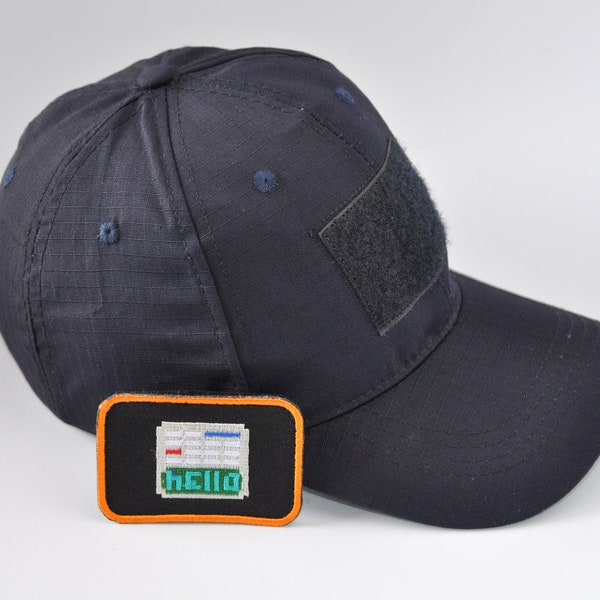 Velcro Hat + Calculator Hello Patch - 3x2'' Embroidery with Velcro Backing