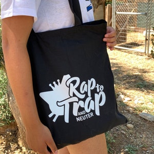 Black Tote Bag, Rap to Trap Tote Bag, Shopping Bag, Black Bag