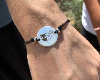 Black Bracelet, Charm Bracelet, Greek Style Bracelet, Handmade Bracelet, Gift for Cat Lover, Let’s Be Smart Bracelet