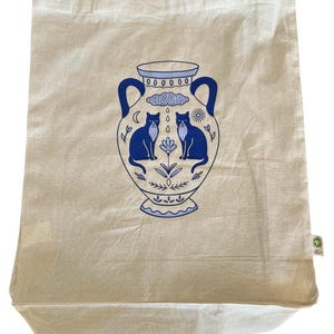Cat Tote Bag, Cat Shopping Bag, Organic Cotton Bag, Canvas Tote, Cat Lover Gift, Gift for Her, Birthday Gift