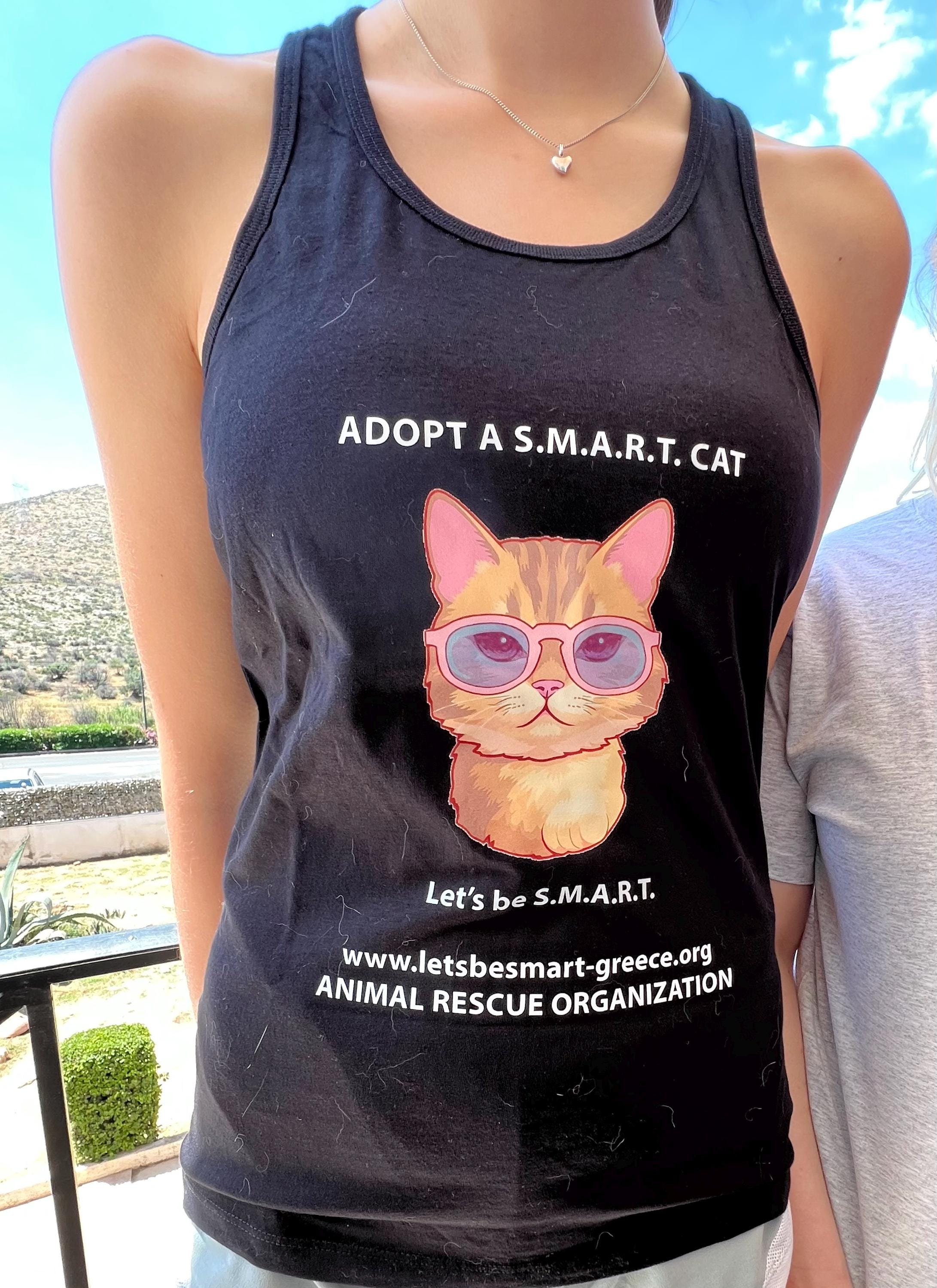 Black Racerback Cat Vest: Charity Tee for Cat Lovers