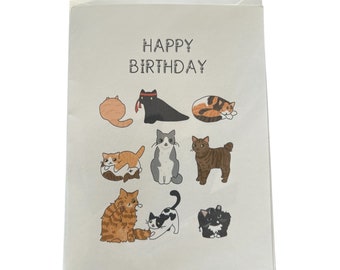 Tarjeta benéfica para gatos, tarjeta de cumpleaños Heppy, tarjeta de cumpleaños con gatos