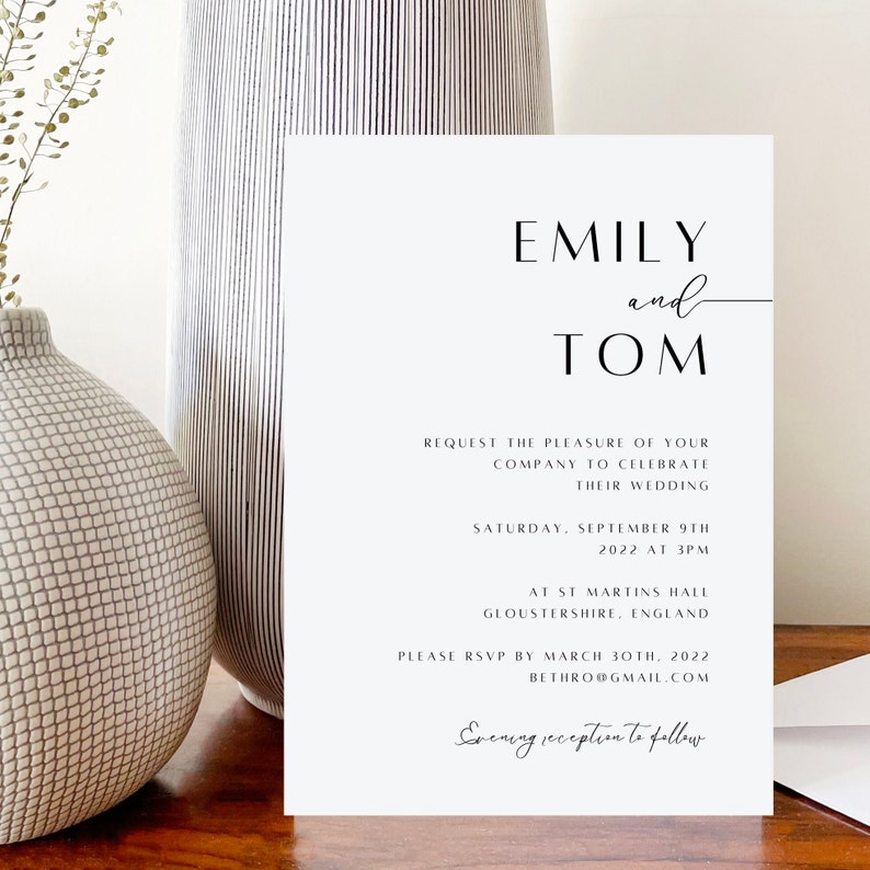 Wedding Invitation Elegant Wedding Invite, Day invites, Evening invitation, Modern Wedding Invite image 8