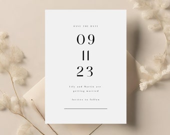 Minimalist Save the Date Cards - Wedding Announcement Card, Simple Save The Date Card