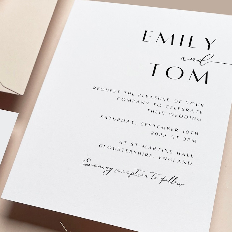 Wedding Invitation Elegant Wedding Invite, Day invites, Evening invitation, Modern Wedding Invite image 4