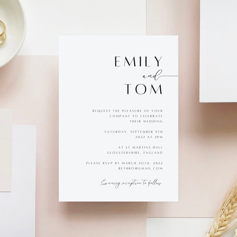 Wedding Invitation Elegant Wedding Invite, Day invites, Evening invitation, Modern Wedding Invite image 9