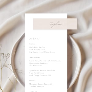 Wedding Menu and Place Card Template Menu Editable Minimalist Elegant Wedding Menu