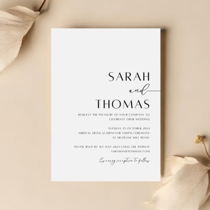 Wedding Invitation -  Elegant Wedding Invite, Day invites, Evening invitation, Modern Wedding Invite