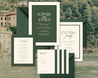 Wedding Invitation Template, Day Invite Canva, Editable Invitation Suite Template, Modern Wedding Invite