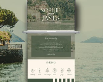 Wedding Website Template, Canva Editable Wedding Website, Aesthetic Modern Wedding Template