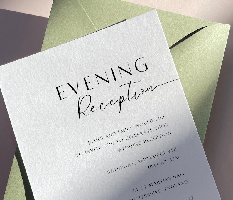 Evening Reception Invitations Elegant Wedding Invite Etsy UK
