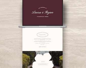 Burgundy Wedding Website Canva Template