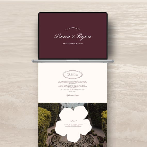 Burgundy Wedding Website Canva Template