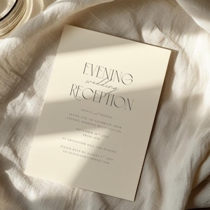Evening Wedding Reception Invitation Template: Editable Canva Design (Digital Download)