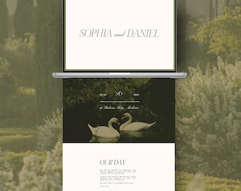 Wedding Website Canva Template, Wedding Website Green Theme