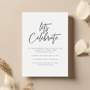 Let's Celebrate Evening Invite, Wedding Reception Invitation, Reception Invitation