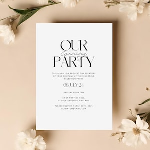 Evening Reception Invitations  -  Elegant Wedding Invite, Evening invitation, Wedding Reception Invite