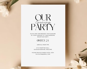 Evening Reception Invitations  -  Elegant Wedding Invite, Evening invitation, Wedding Reception Invite