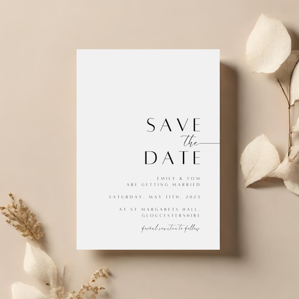 Save the Date Invitation - Wedding Announcement Card, Simple Save The Date Card