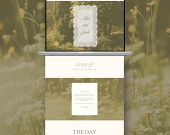 Wedding Website Template, Canva Editable Wedding Website, Aesthetic Modern Wedding Template