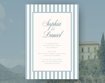 Blue Stripe Wedding Invitation Template