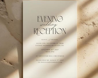 Evening Wedding Reception Invitation Template: Editable Canva Design (Digital Download)